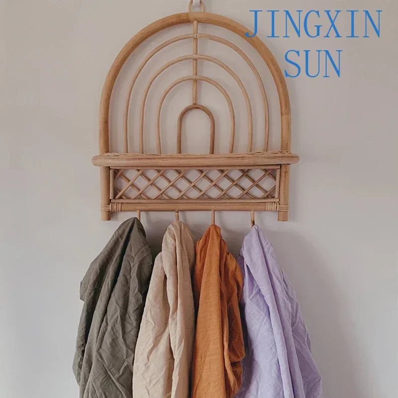 Vine woven shelving on the wall, Nordic i home stay retro double layered miscellaneous wall storage bookshelf