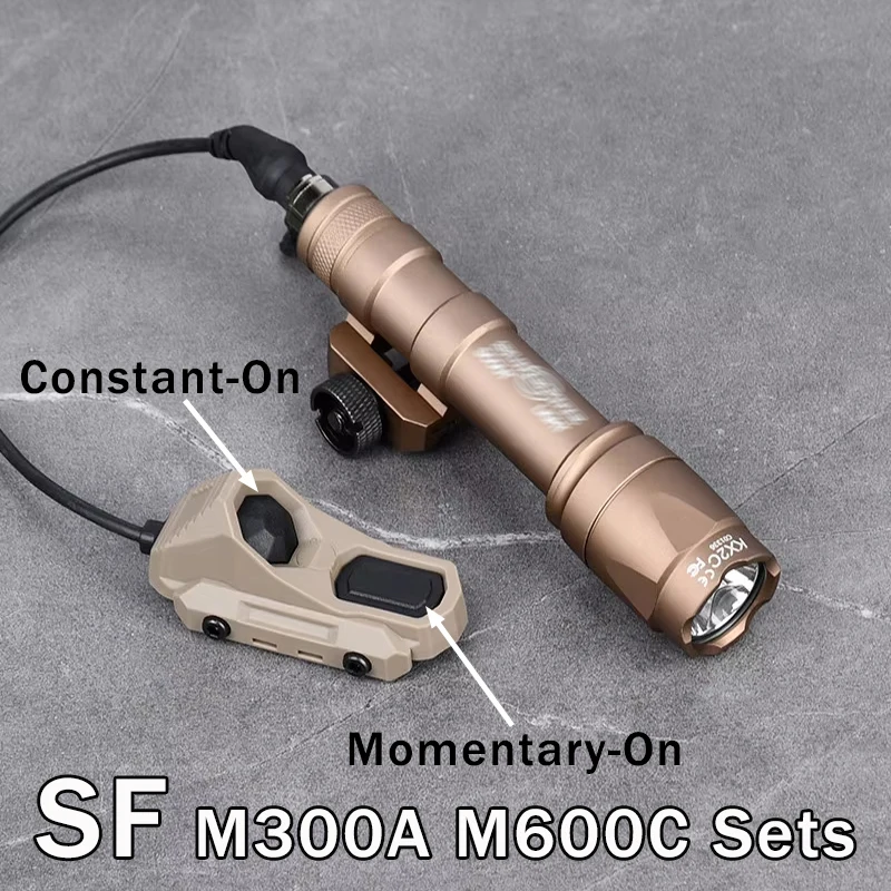 WADSN SF PEQ15 M300/M600 20mm Rail Tactical Airsoft Light with AXON Dual Function Remote Pressure Switch for Hunting