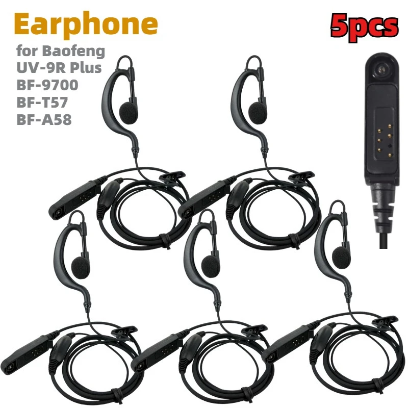 

5pcs Baofeng UV9R Earphone Earpiece Headset Mic for UV-9R Plus BF-9700 BF-T57 BF-A58 Walkie Talkie Two Way Radio Accessories