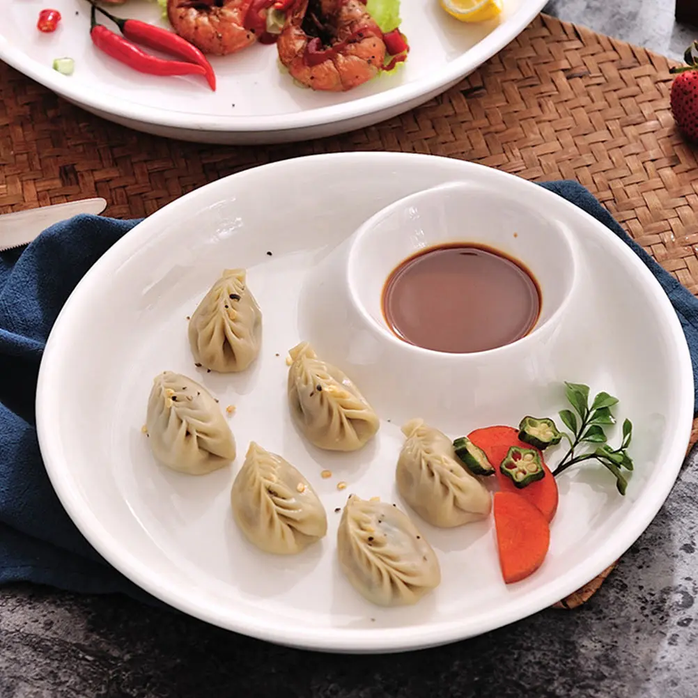 

Ceramic Tableware Simple Design Dumpling Noodle Salad Dessert Serving Dish White Ceramic Food Plate Food Serving Dish