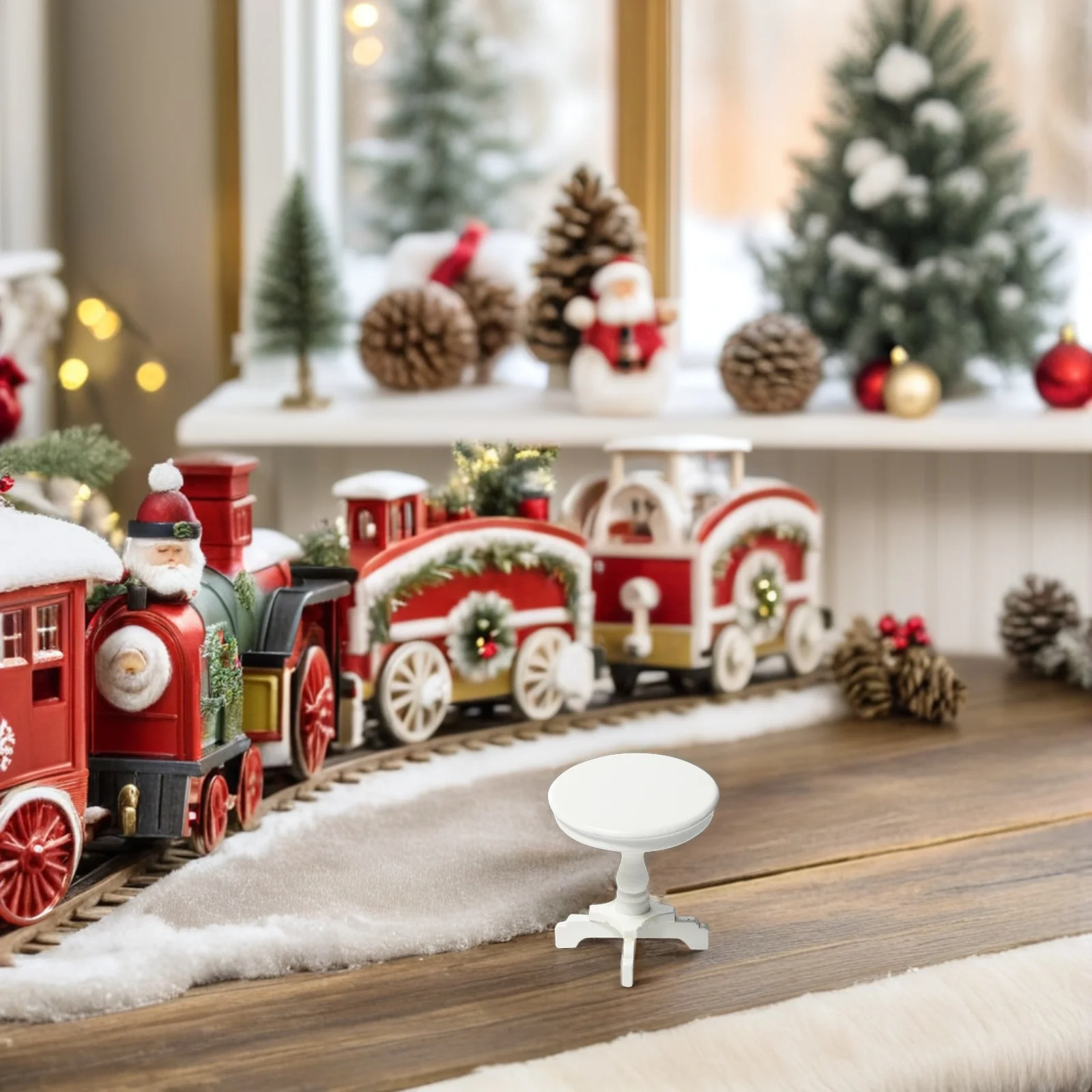 2 قطعة طاولة مستديرة مصغرة: مقياس 1:12 دمية خشبية طاولة جانبية حديقة خرافية للأطفال ملحقات دعامة للتصوير الفوتوغرافي