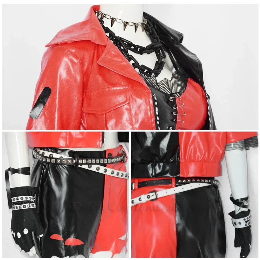 Punk style Harleen Quinzel Adult Women Suicide Cosplay Costume Squad Quinn Monster Femme Jacket Pants Girls Party Clothes Gloves