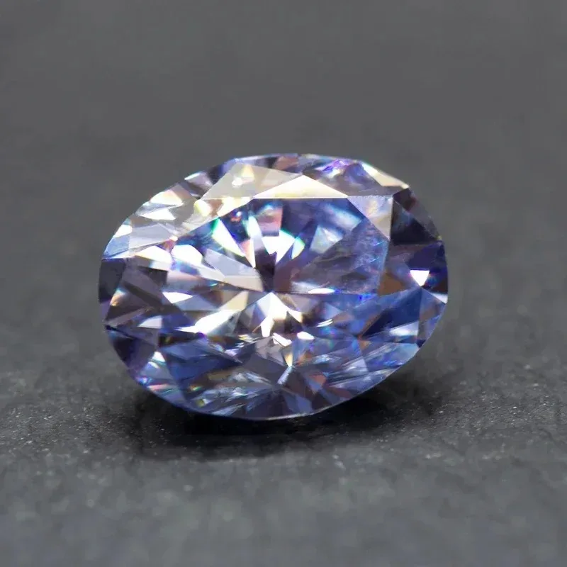 Moissanite Diamond Lavender Color Oval Cut Lab Grown Synthetic Gemstone for DIY Jewelry Making Materials with GRA Certificate