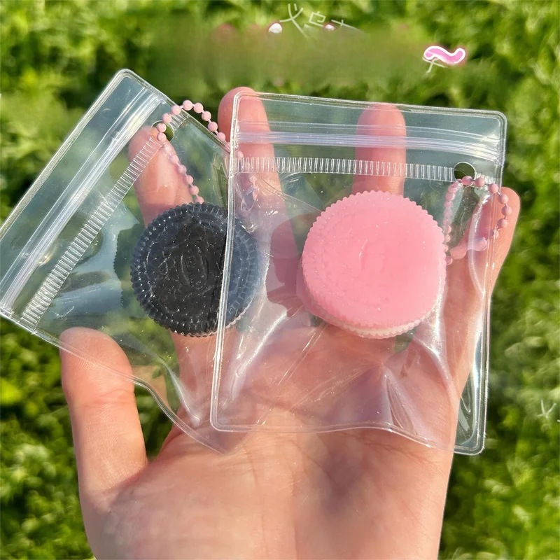 

2PCS Mochi Taba Squishy Kawaii Mini Pink Black Biscuit Hamburger Bread Dessert DIY Pendant Squeeze Girl Toy Kids Birthday Gift