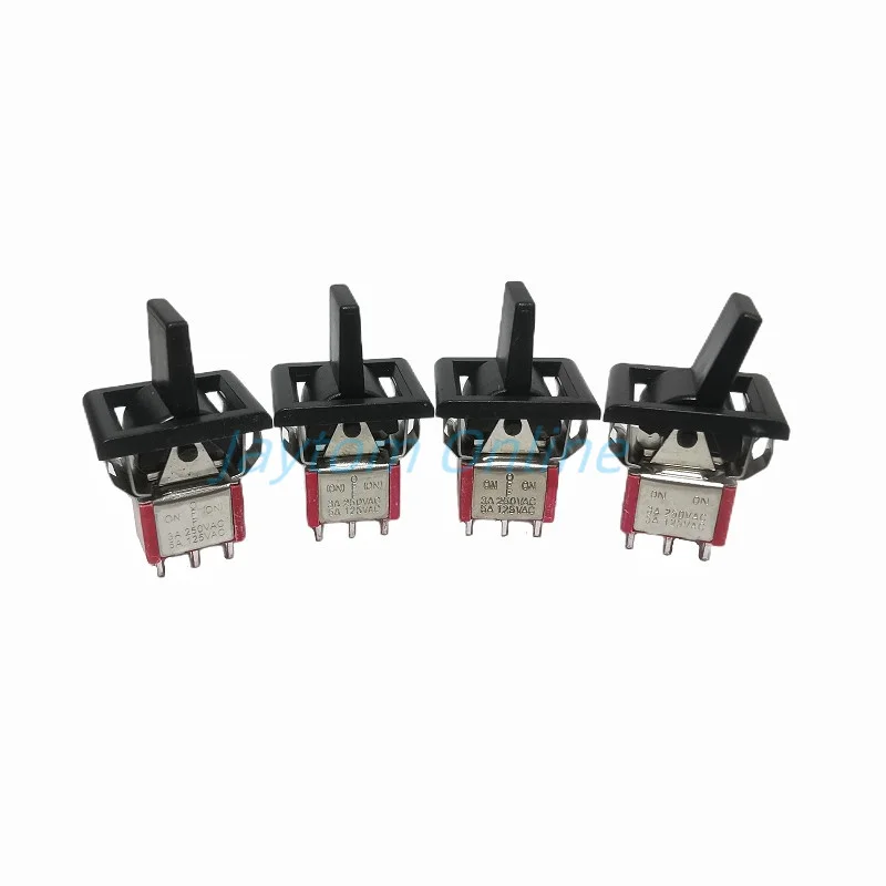 2pcs Locking Toggle Switch AC 250V/3A 125V/5A SPDT 6Pin 2 3Positions ON OFF ON Momentary Toggle Switch T80-R Snap-in Panel Mount