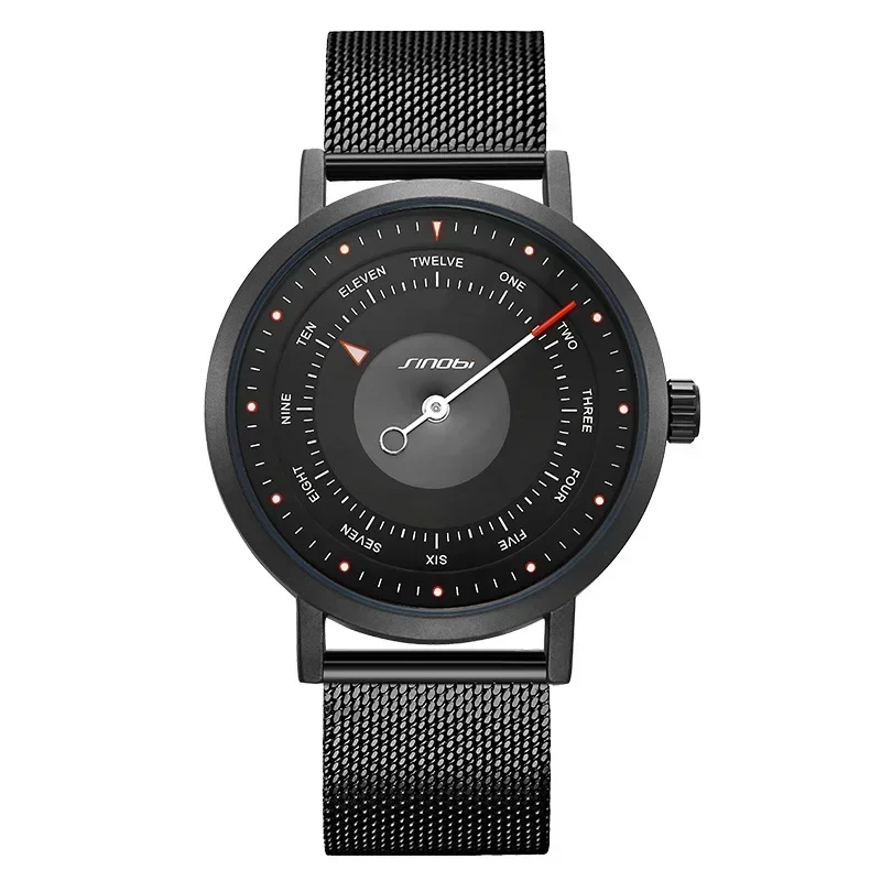 2025Orologio da uomo bussola creativa da uomo orologio da studente con ago singolo cinturino in maglia orologio al quarzo da uomo 9809