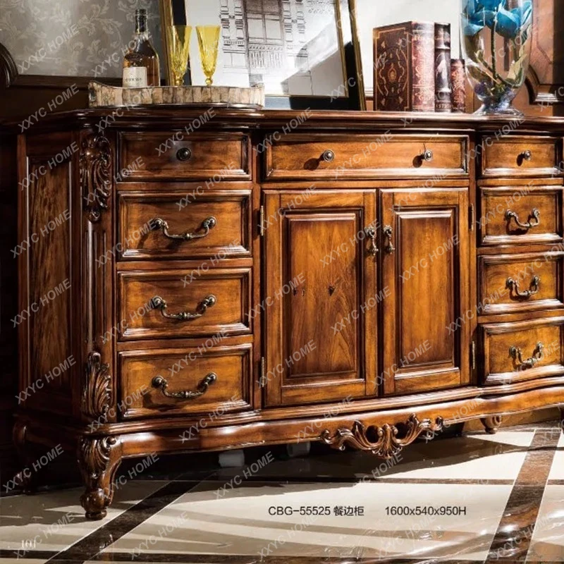 L-style carved old tea cabinet  home restaurant retro side cabinet