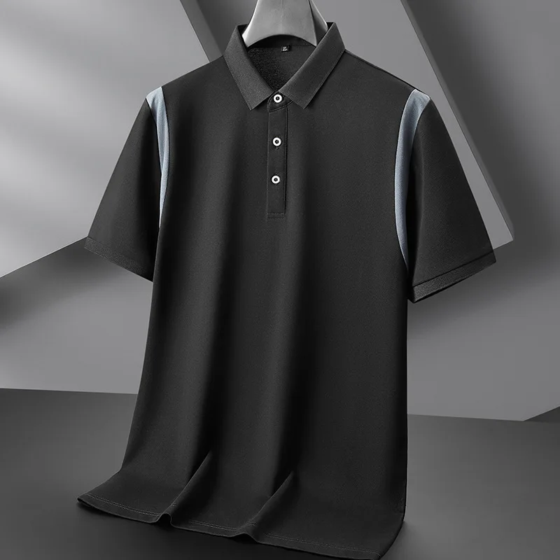 

Summer plus Size Shirt Thin Half Sleeve Short Sleeve Men's T-Shirt Breathable Comfortable Cotton Striped P0lo for Fat Men