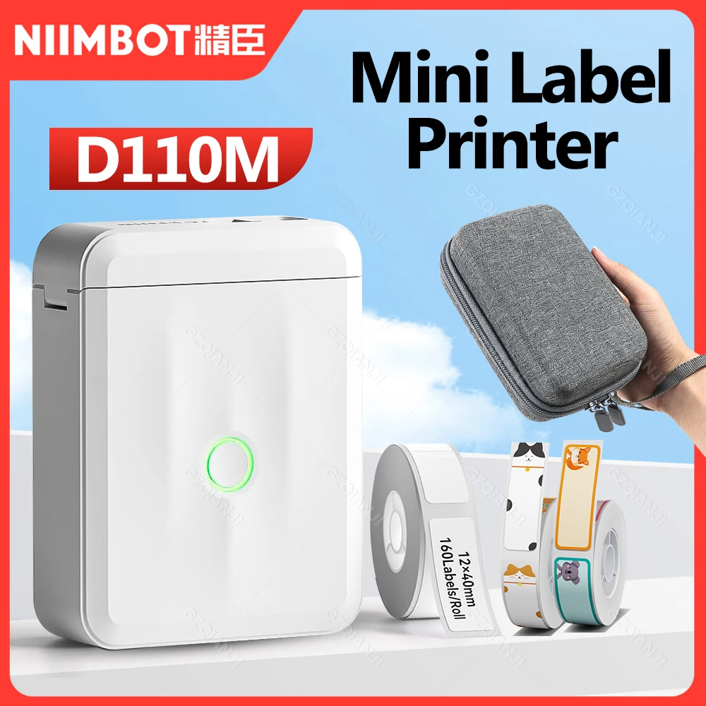 D110M Niimbot Label Thermal Sticker Printer Wireless Bluetooth Portable Mini Machine Barcode Code UV Tag Self-Adhesived Maker