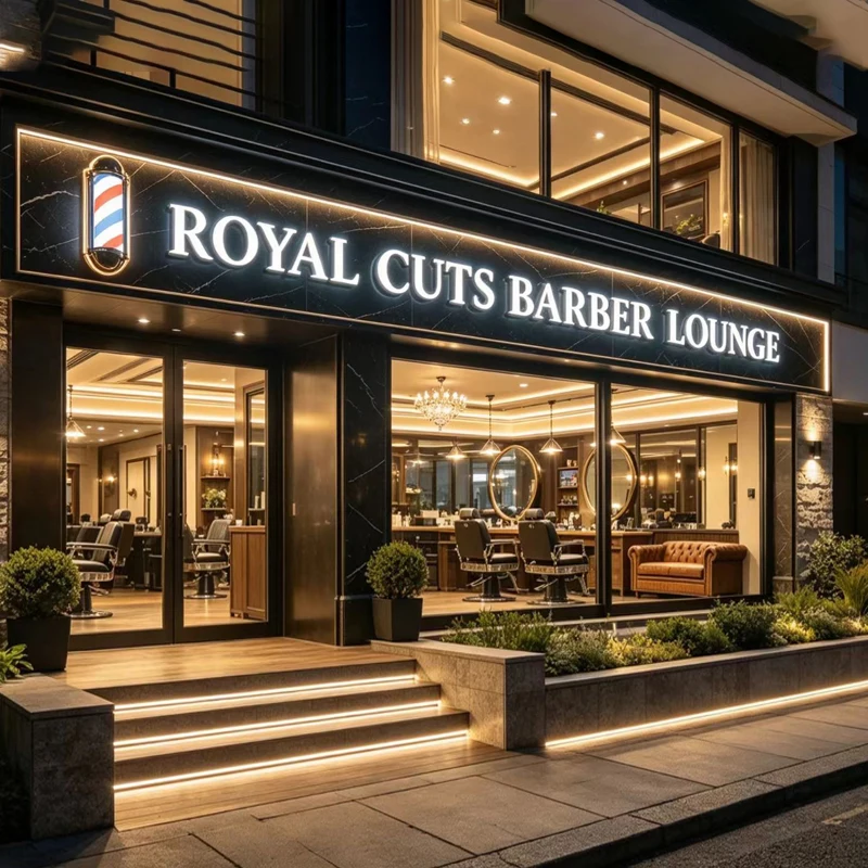 Custom 3D LED Illuminated Letter Sign Waterproof Outdoor Hair Salon Barbershop Signage Business Logo Front Door Decor Sign