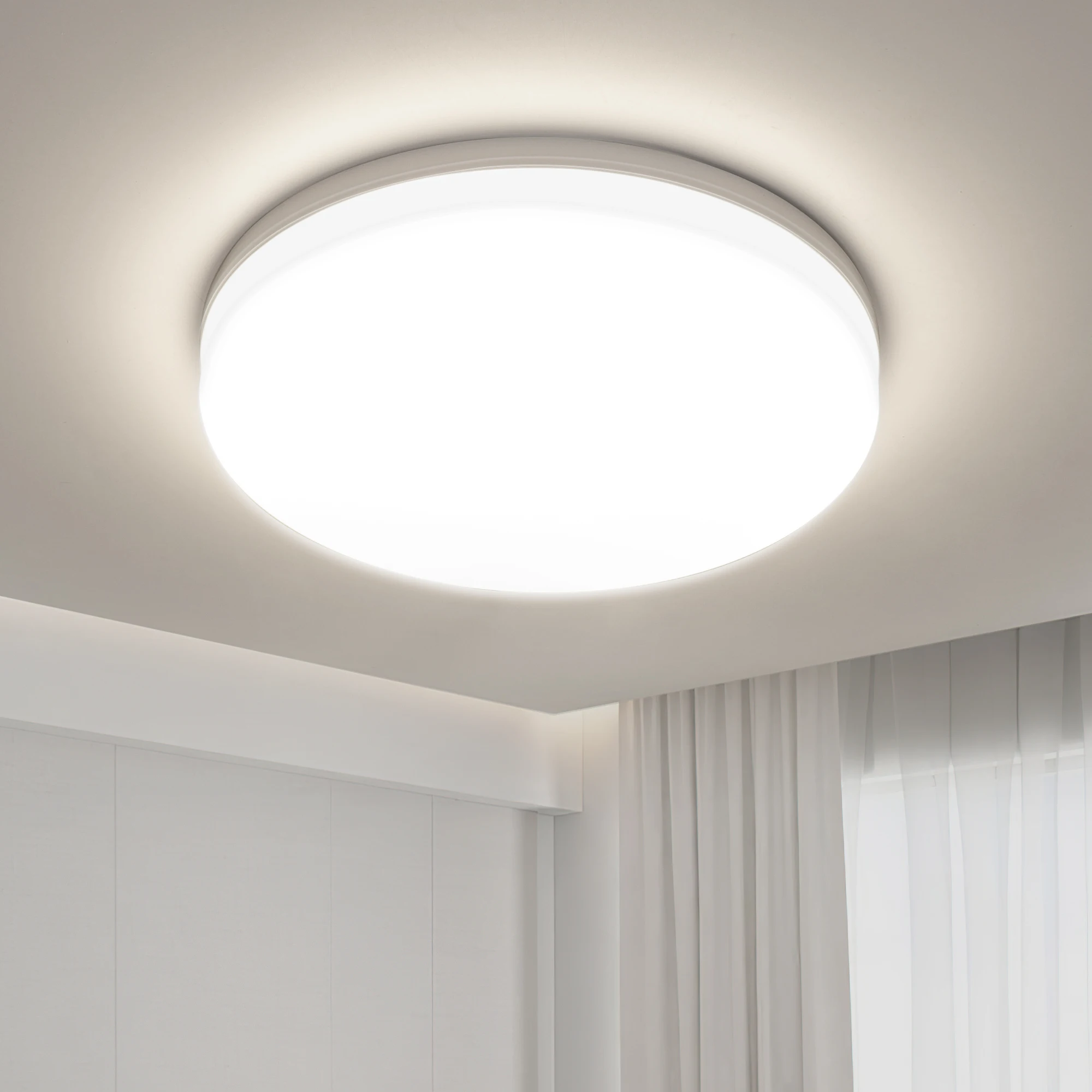 

Kimjo LED Ceiling Light, 48W Round Ceiling Light Cool White 6500K Neutral White 4500K Modern LED Ceiling, 30*4cm Waterproof IP44