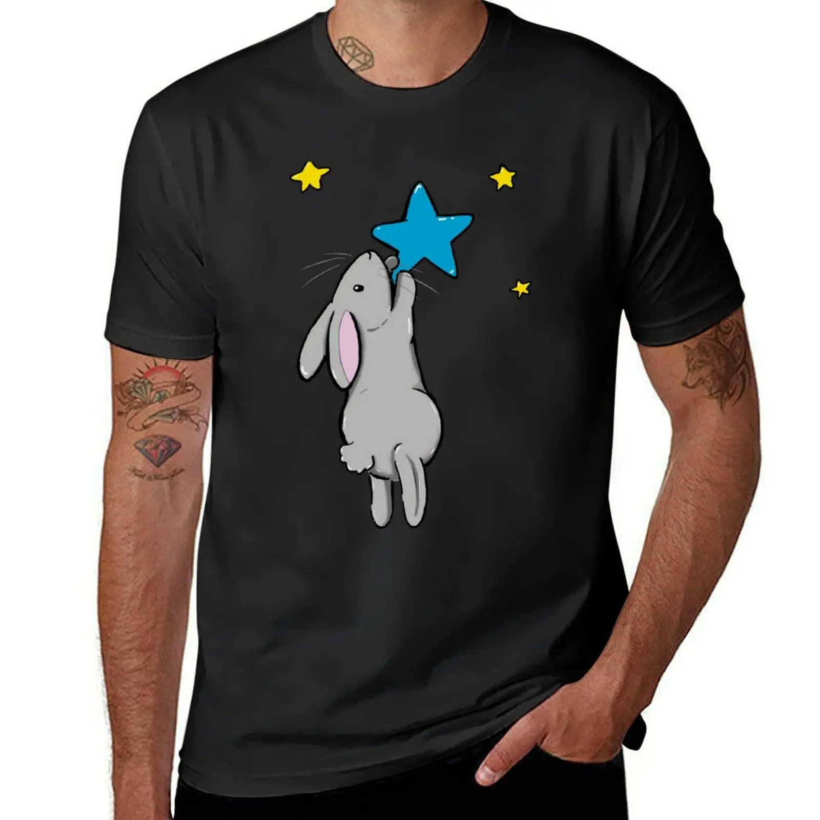 Amongst the stars bunny T-Shirt tops Short sleeve tee oversized boys animal print mens graphic t-shirts pack