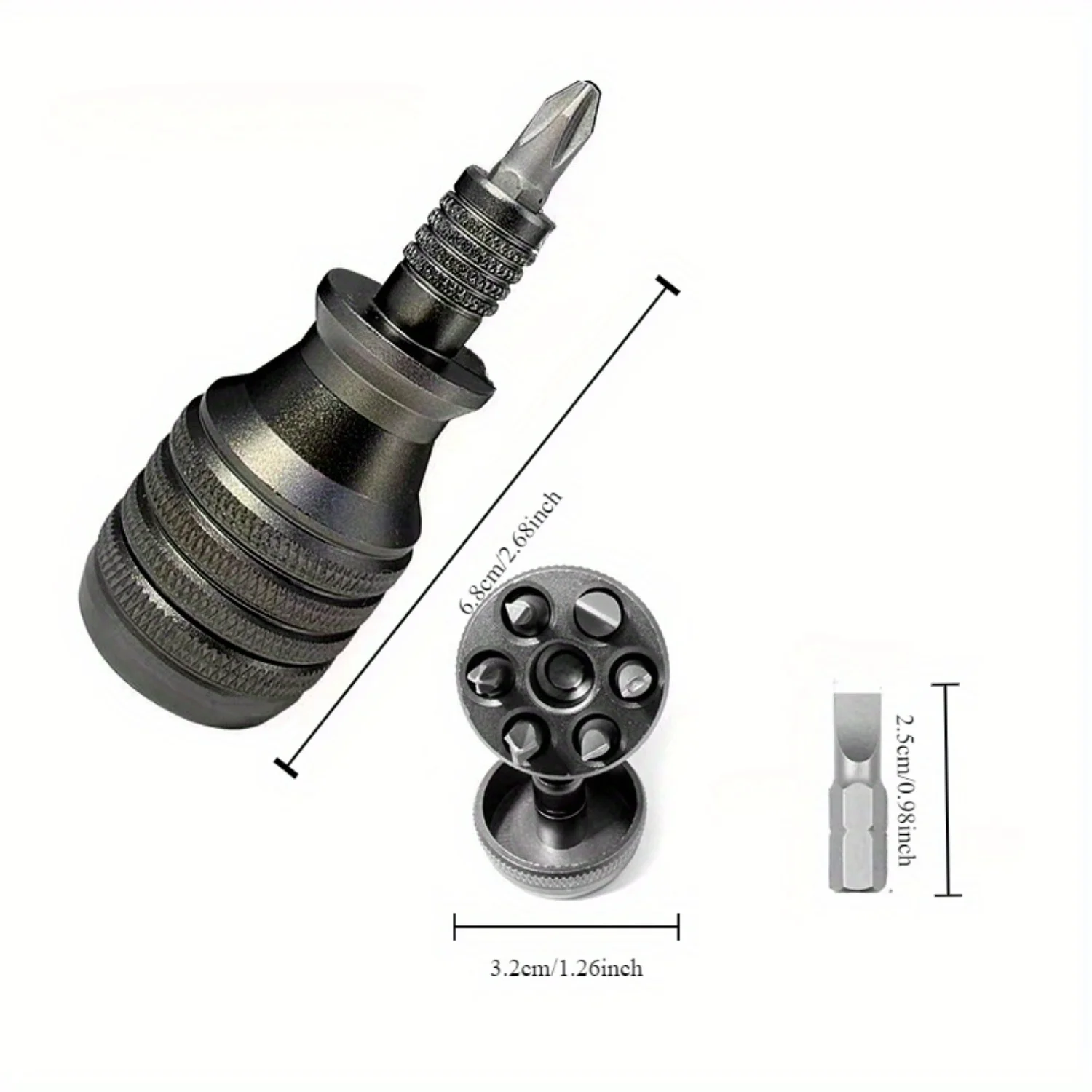 Conjunto de chave de fenda de grau industrial 7 em 1 com cruz forte, multifuncional, liga de aço S2 durável - solução sem bateria para E