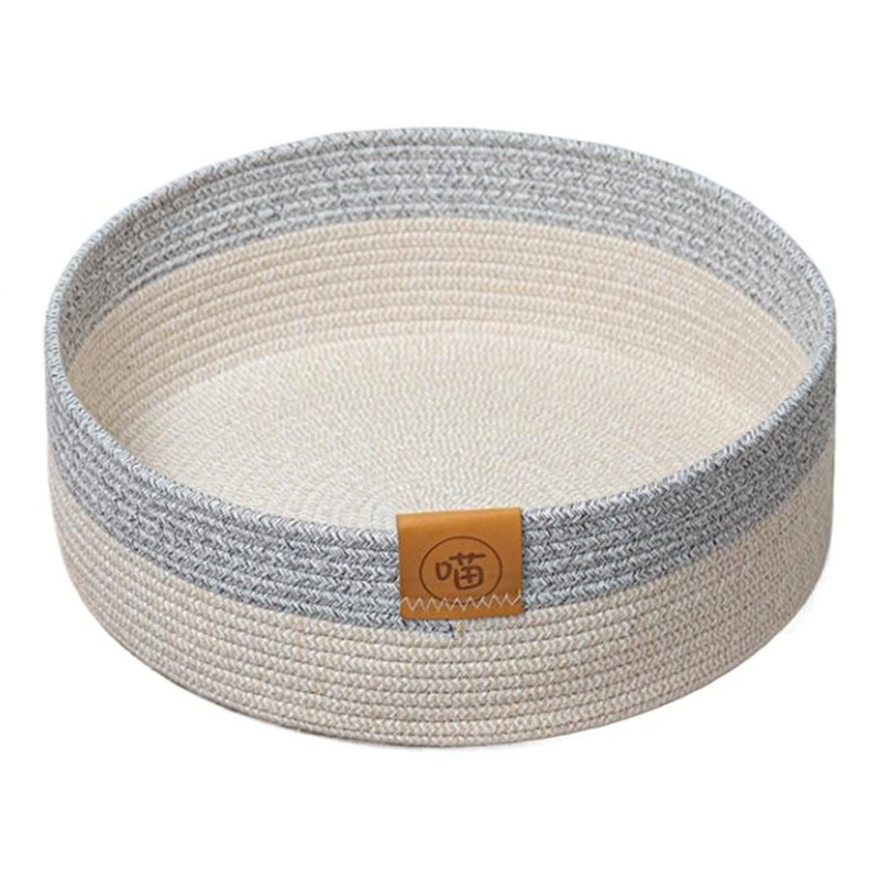 ABVJ-Dog Bed Basket Pet Cotton Sleep Scratcher Nest Indoor Cats Scratching Board Mat Cotton Rope Pet Mat Basket For Sleeping