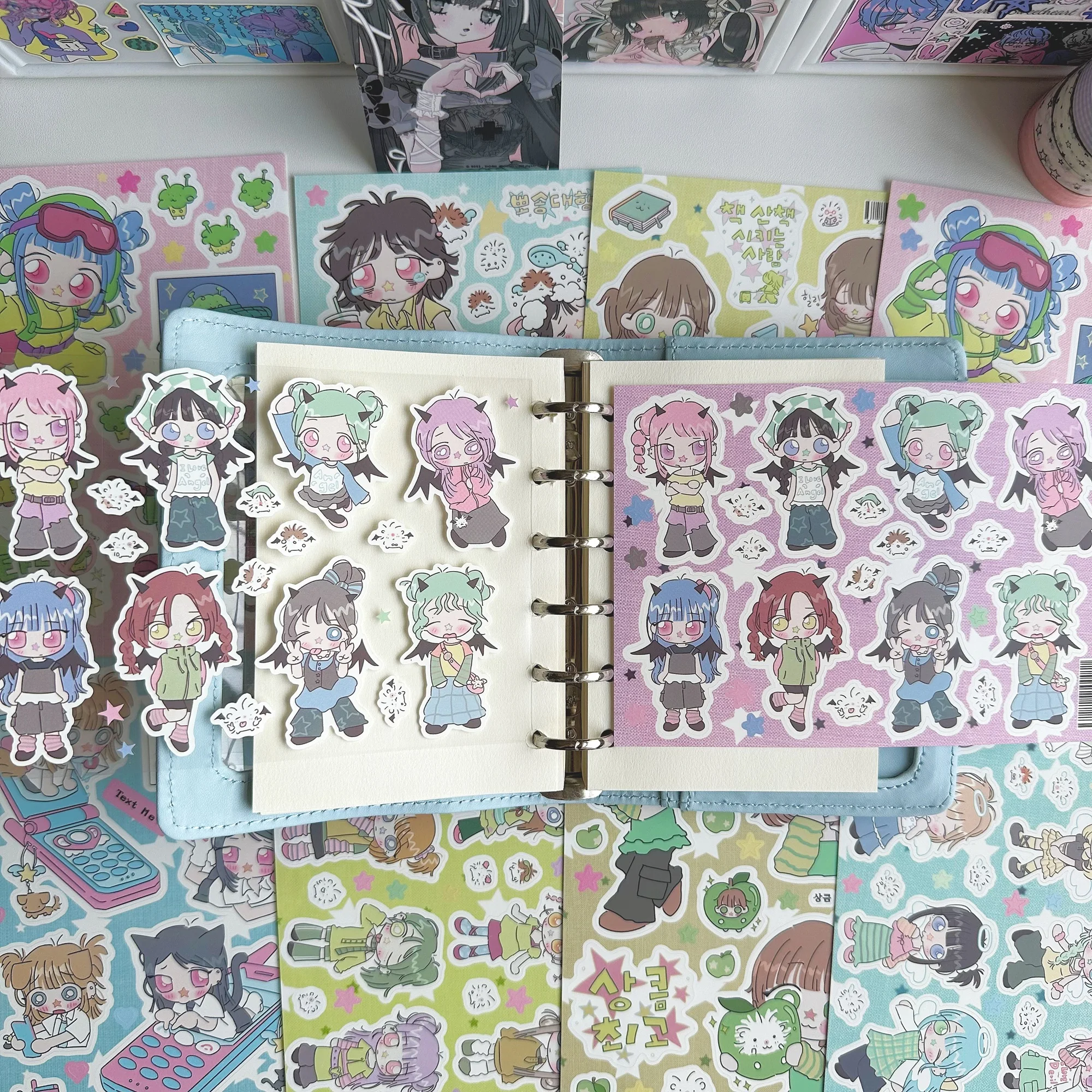 1/8 قطعة ملصقات فتاة كرتونية لطيفة ملصقات شخصية فتاة رائعة حساب اليد دفتر مذكرات سجل القصاصات ملصقات ديكور ذاتية الصنع #4