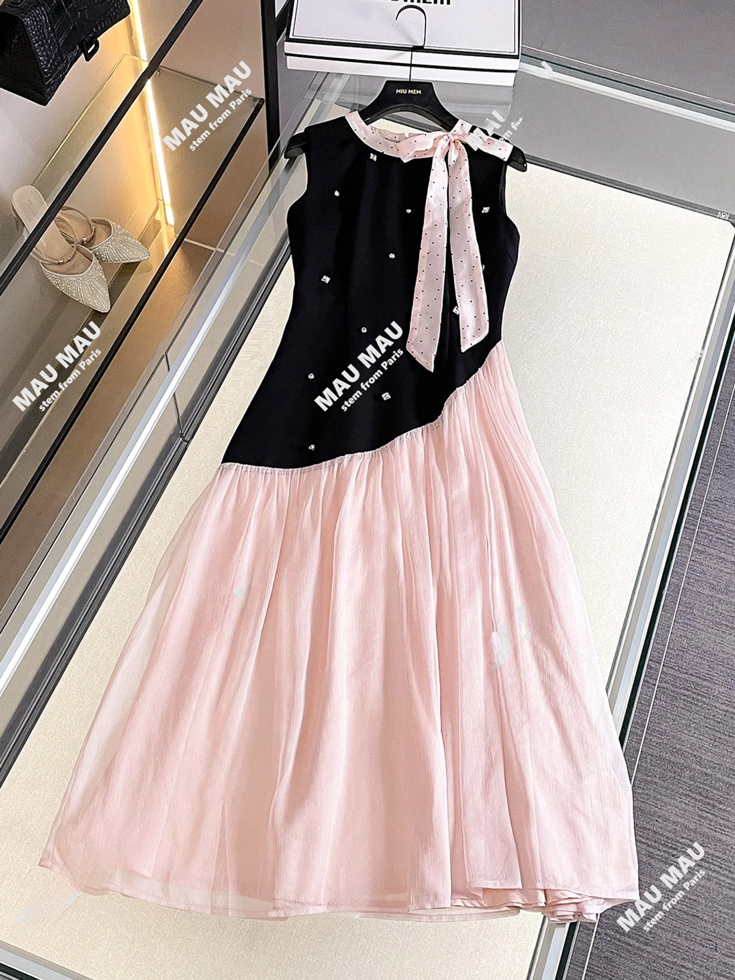 Ele Summer Gilet lungo in chiffon Dr con nodo a vita alta A-Line Silhouette Pendolarismo Sle Midi Dr per donna