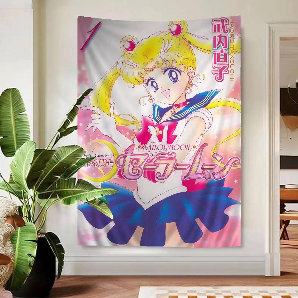 Fighting The Dark Forces S-Sailor-M-Moon Hanging Bohemian Tapestry Bohemian Wall Tapestries Mandala Kawaii Room Decor