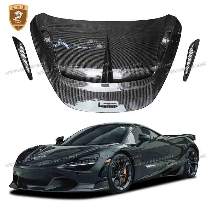 

Car Front Bumper Hood Bonnet Air Vent Intake Cover For Mclaren 720S Vor Style Dry Carbon Fiber Engine Bonnet Scoop Kit