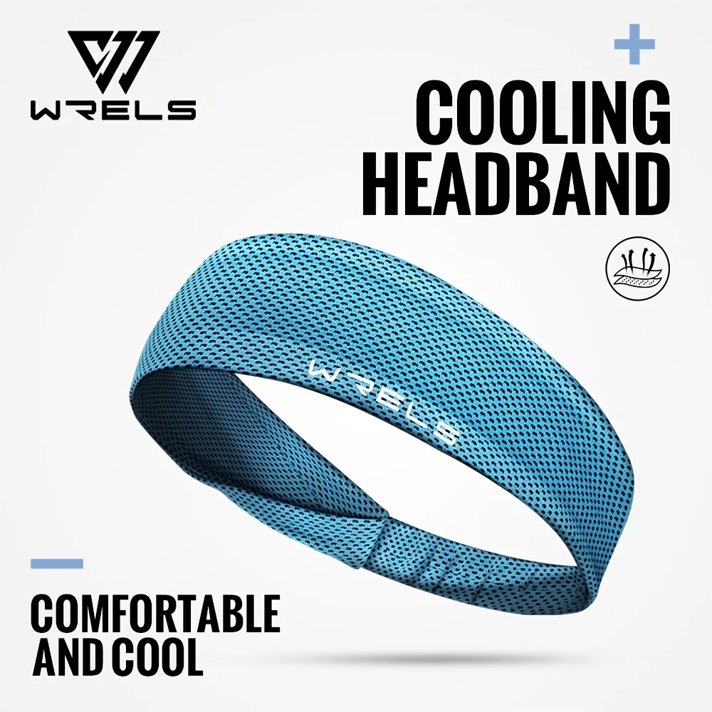 WRELS Ice Fiber Cooling Sports Headband - Breathable Quick-Dry Sweat Wraps for Running Gym Yoga, No Residue, Unisex