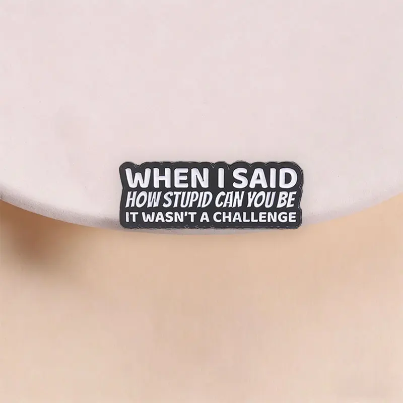 Funny Sarcasm Quote Badge When I Said How Stupid Can You Be It Wasn't A Challenge Humorous Text Pin Jewelry Gift for Friends