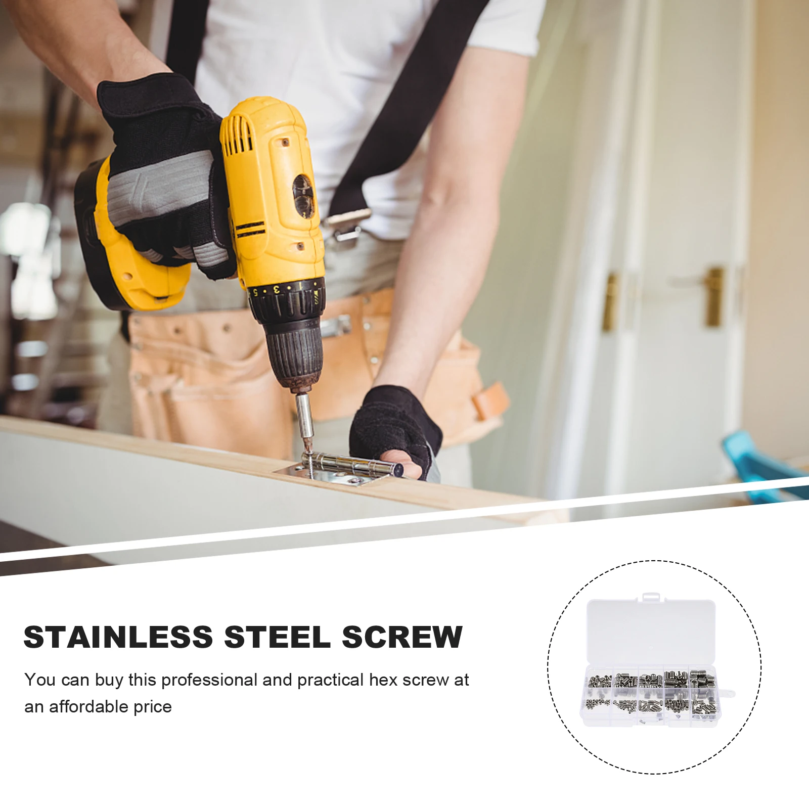 

Stainless Steel Socket Head Screw Set Inner Six Headless Screws Grub Socket Nuts Fixing Practical Easy Tighten Anti