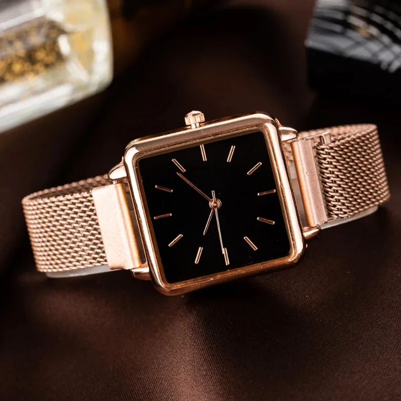 Gold Watch Women Watch Bracelets Square Female Watches Fashion Ladies Sports Dress WristWatch Waterproof Metal Watch for Women