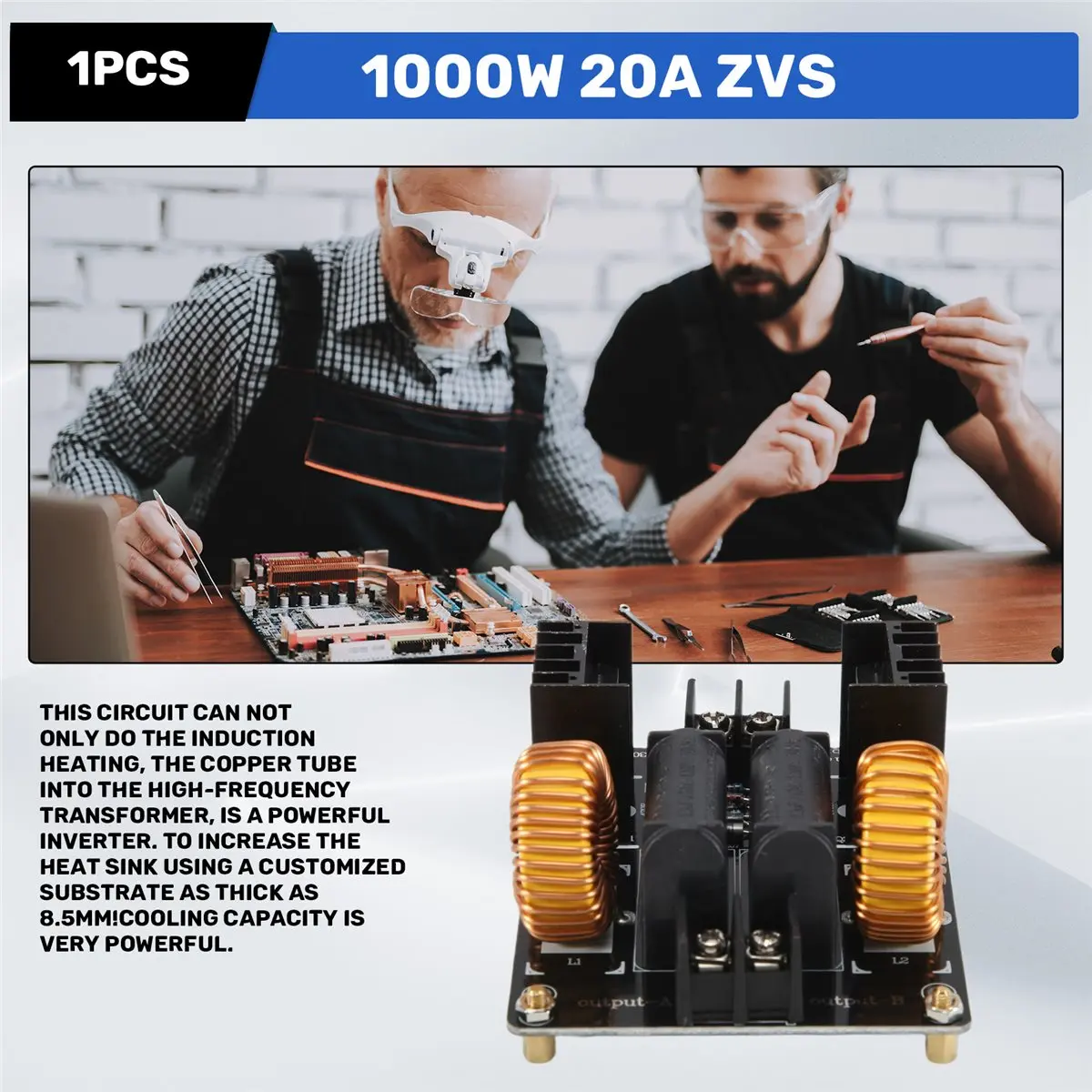 Doings 1000W 20A ZVS Low Voltage Induction Heating Coil Module Flyback Driver Heater