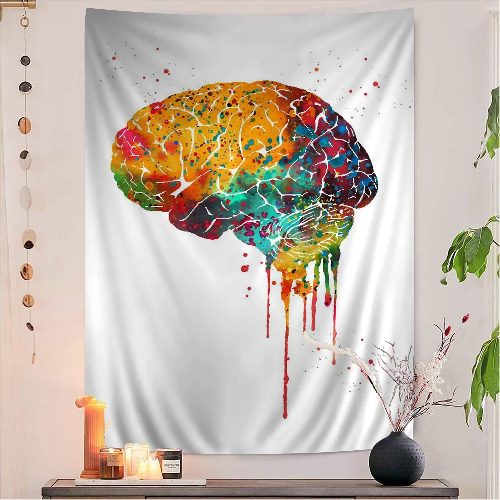 Brain Abstract Art Painting Colorful Tapestry Wall Hanging Bohemian Wall Tapestries Mandala Wall Art Decor