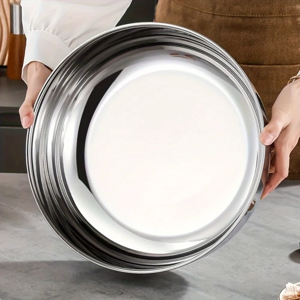 Stainless Steel Flour Mixing Bowl Gold Silver with Lid Soup Salad Bowl Multi Purpose Large Capacity Cooking Basin