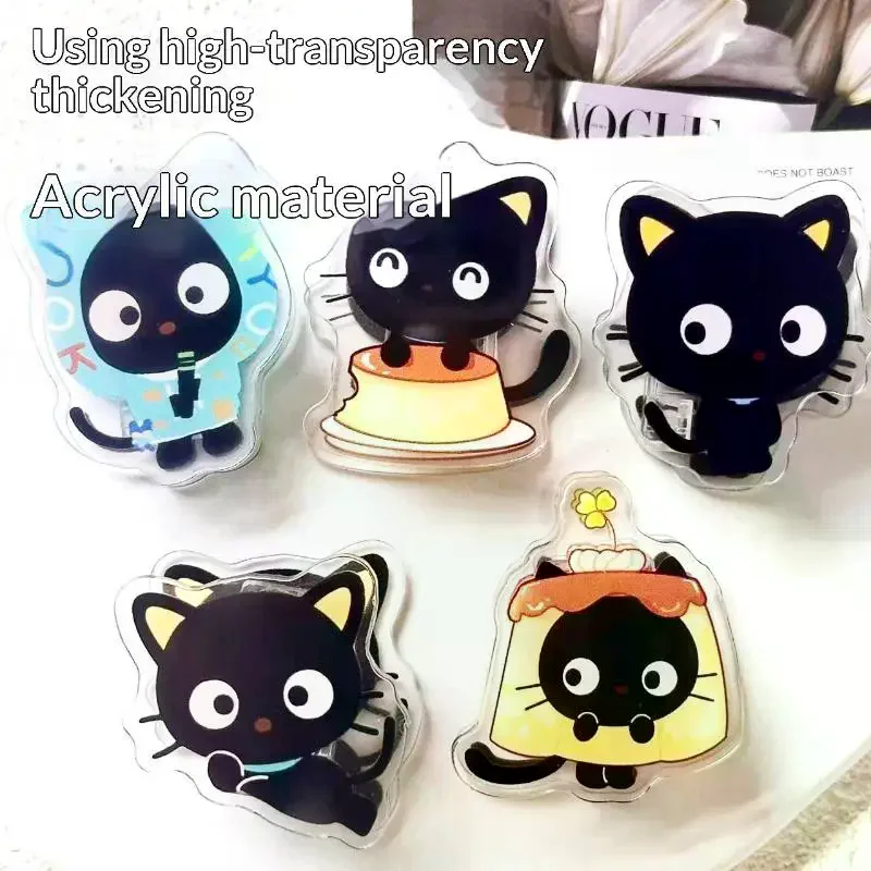 5Pcs/Set Cartoon Black Cat Double Sided Acrylic Paper Clips Cute Journal Scrapbook Decor Clips Office Stationery Gift