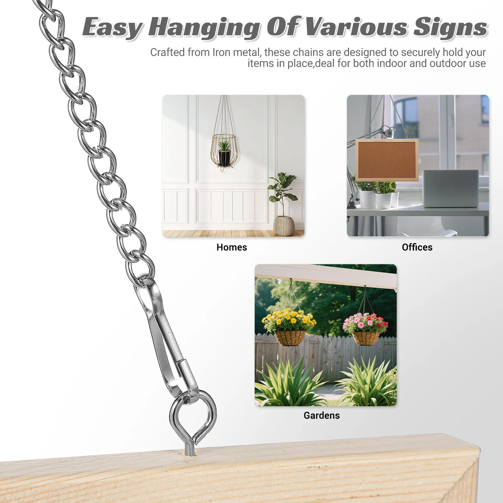 7Pcs Hanging Chain Sign Chain for Picture Window Panels Stained Glass Bird Feeders Metal Hanging Chains
