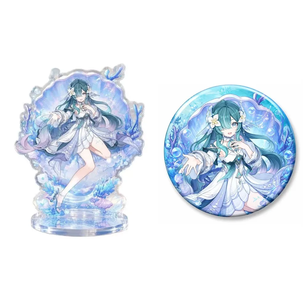 Game Yuanshen Impacting Acrylic Stand Character Vodyanitsa Brooch Exquisite Anime Desktop Decoration Plaque Collection Keychain