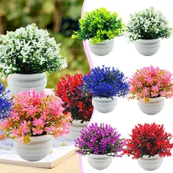 1 Set Artificial Plant Pot Ornamental Photo Props Plastic Desktop Fake Grass Plants for Outdoor Home Decoration Accessories