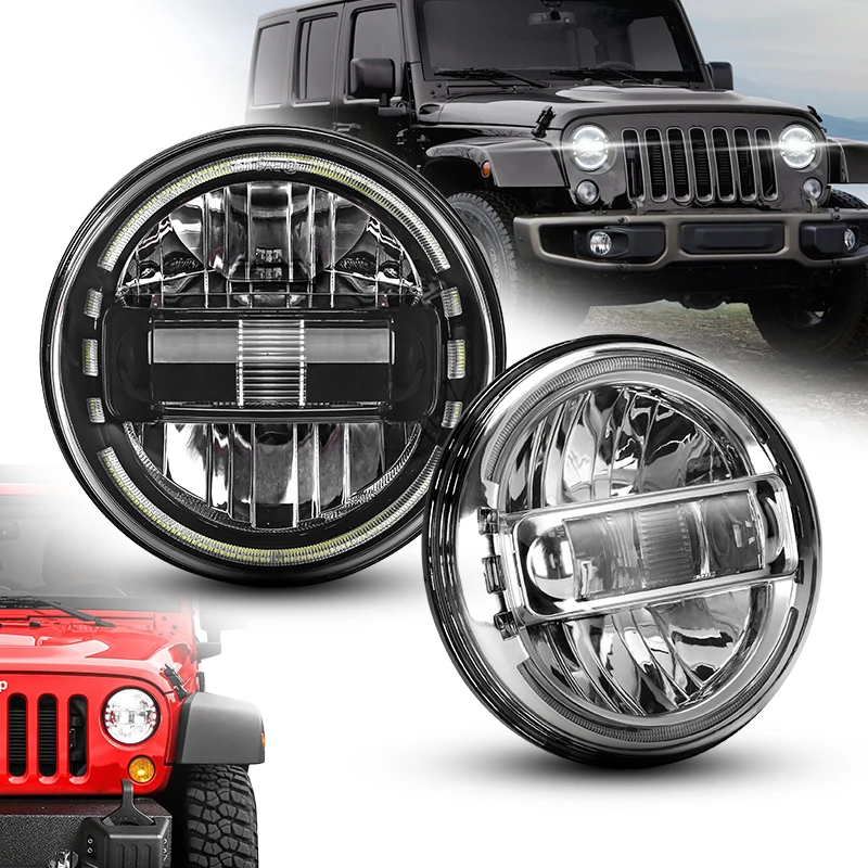 

7inch Led Lights for Vehicles DRL 12V 7" Headlight Tuning Signal Lamps for Jeep Wrangler JK Lada Niva 4x4 Automotive Headlamp