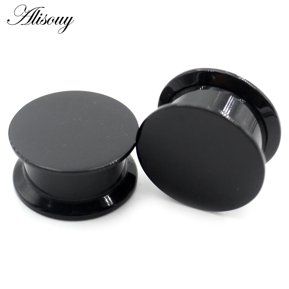 Alisouy 2PCS 3-24mm Black Acrylic Internal Thread Double Flared Ear Tunnel Plugs Expander Stretcher Gauges Piercing Body Jewelry