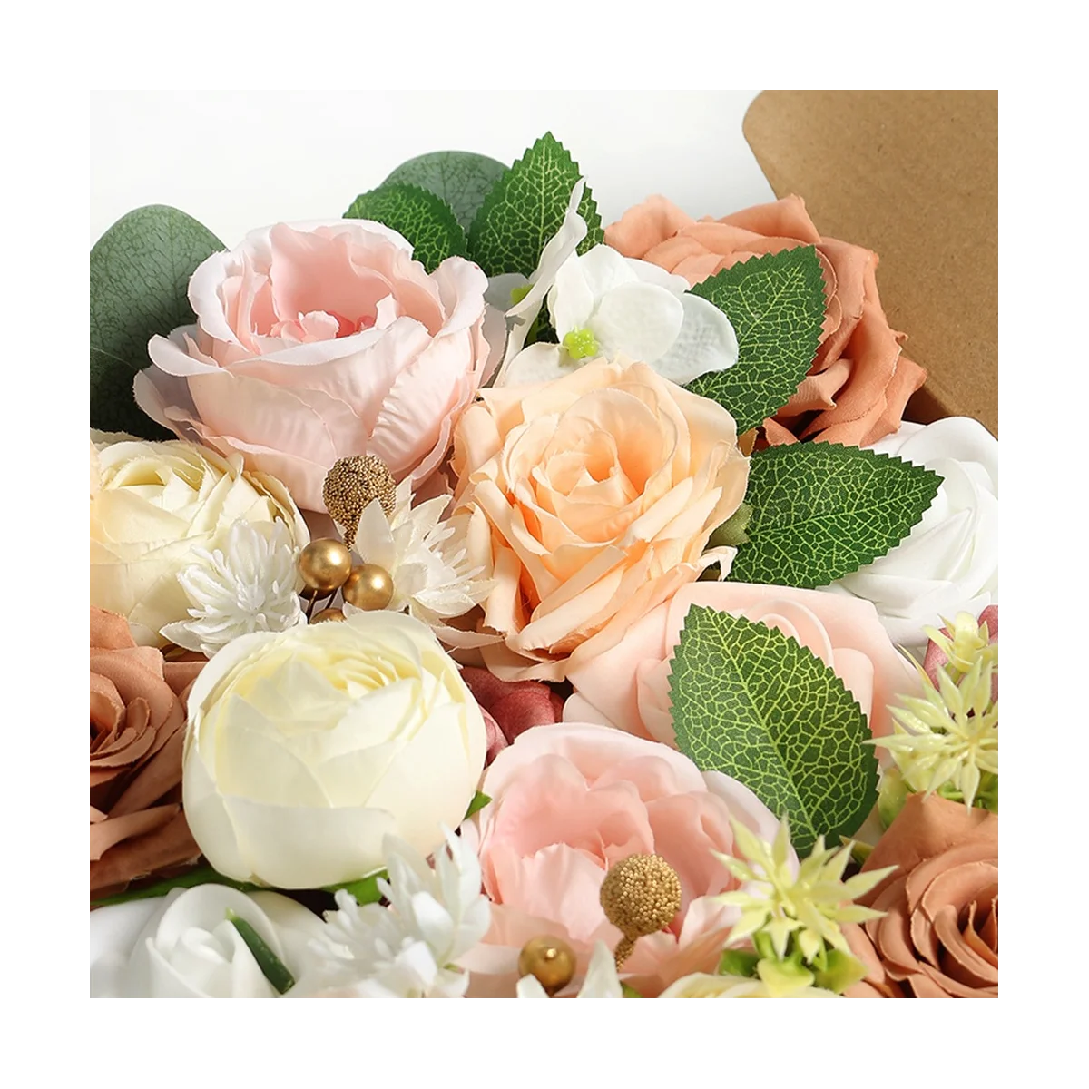 ネックレス付きグラデーションカラーフラワーリーフ、コンボボックスセット、DIYウェディングパーティー、ホームデコレーション