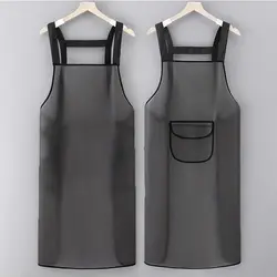 Waterproof Kitchen Apron Household PVC Oil Resistant Work Apron Transparent Black Dirt-Proof Cleaning Aprons