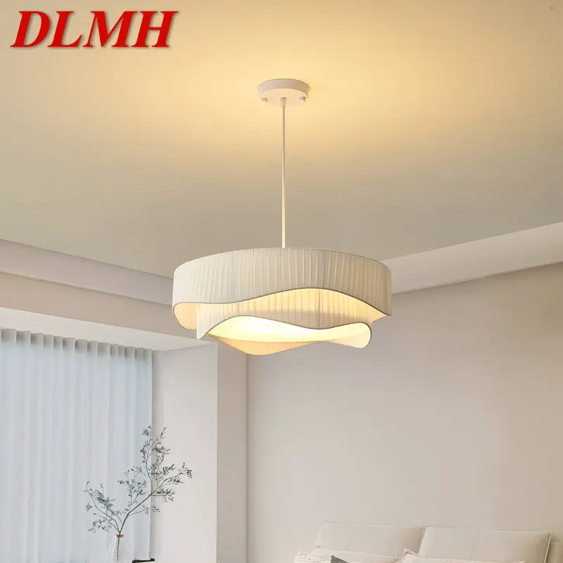 

DLMH Modern Pendant Chandelier Light LED Creativity Vintage Pleats White Hanging Lamp For Home Dining Room Bedroom