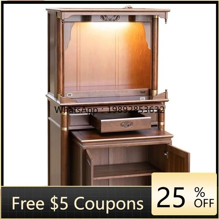 

1LYY Guanyin Home Worship All Solid Wood Buddha Shrine New Chinese Style Standing Modern Light Luxury Buddha Cabinet Altar