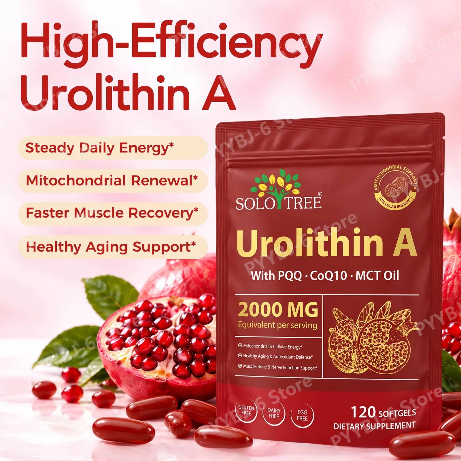 Urolithin A Softgels 2000mg Equivalent Per Serving for Healthy Aging & Cellular Energy Support with PQQ CoQ10 MCT Oil 120ct