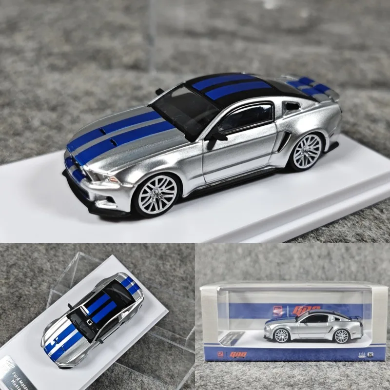 

DCM 1:64 Ford Mustang 2014, модифицированная NFS серебристо-синяя миниатюрная модель автомобиля из сплава, детская игрушка.