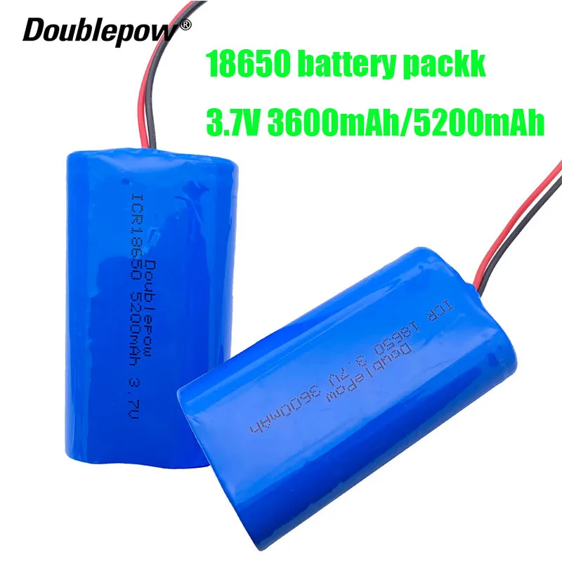 

18650 Rechargeable Lithium Battery 3.7V 3600mAh/5200mAh Lithium Battery Pack Megaphone Speaker Protection Board +XH-2P PLUG