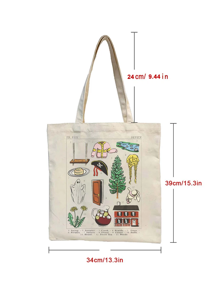 1pc Seven Pattern Tote Bag Shopping Bag Carrier Bag Vintage Casual Canvas borsa a tracolla borsa Shopping Gift Bag