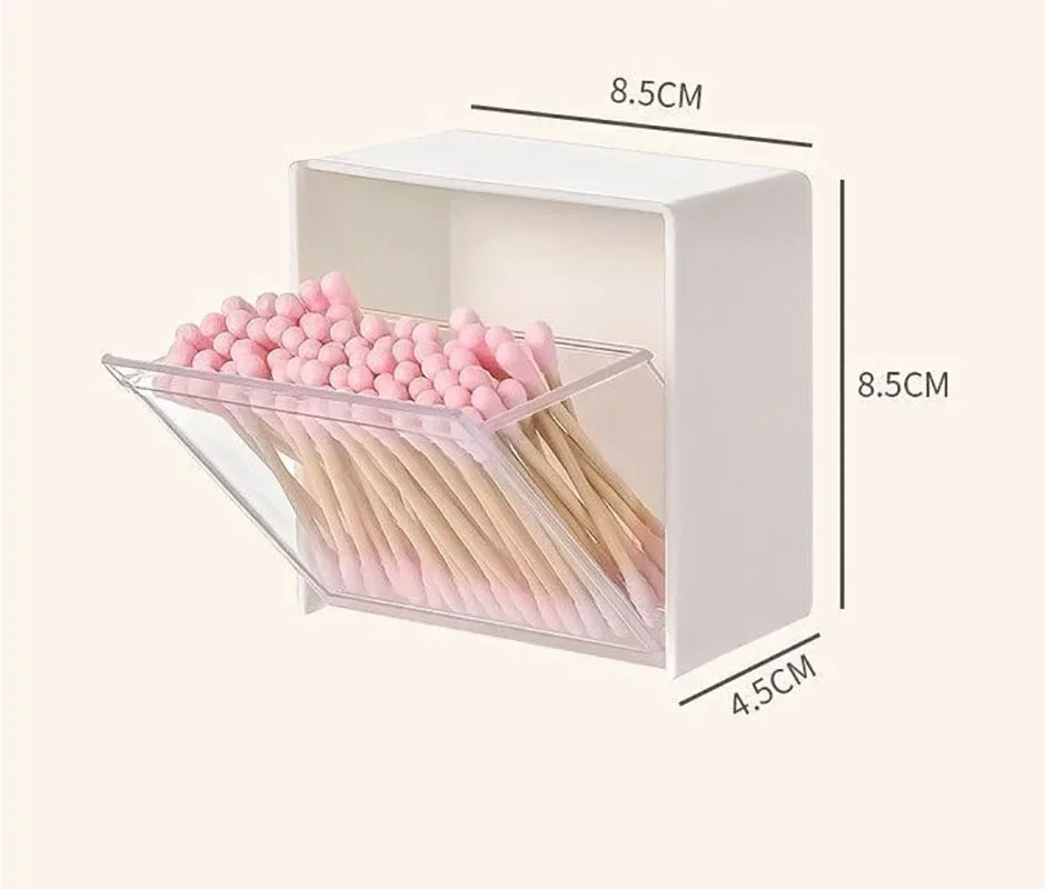 Cotton Swab Box Wall-mounted Storage Organizer Cosmetic Powder Puff Makeup Sheet Bathroom Swab Sticks Case Plastic Container