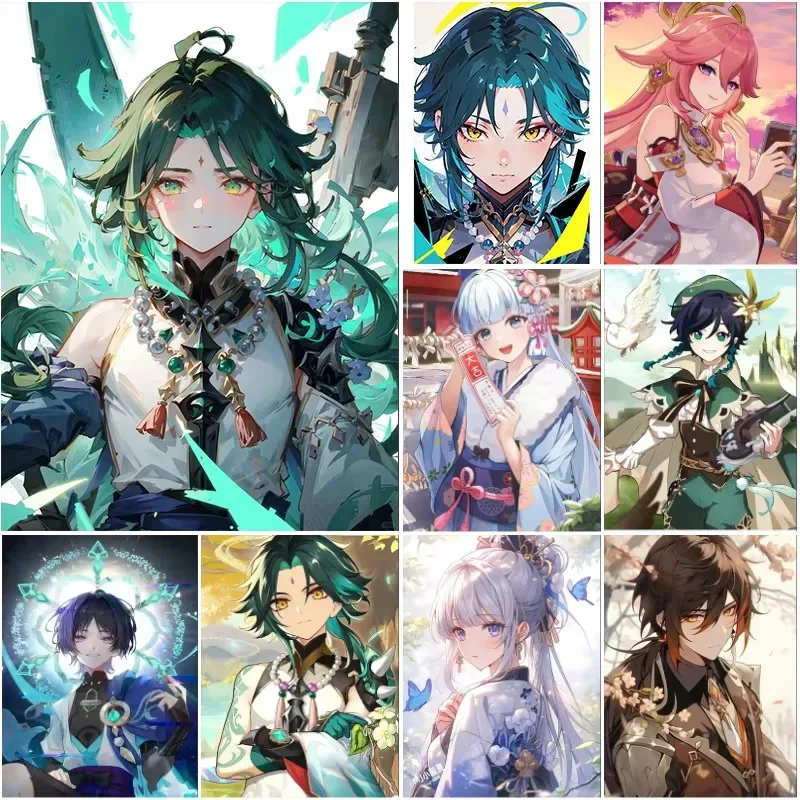 Diamond Painting Genshin Impact Xiao Ya Miko Round/Square Diamonds Mosaic Artwork Creative Handmade Home Office Decor Gift