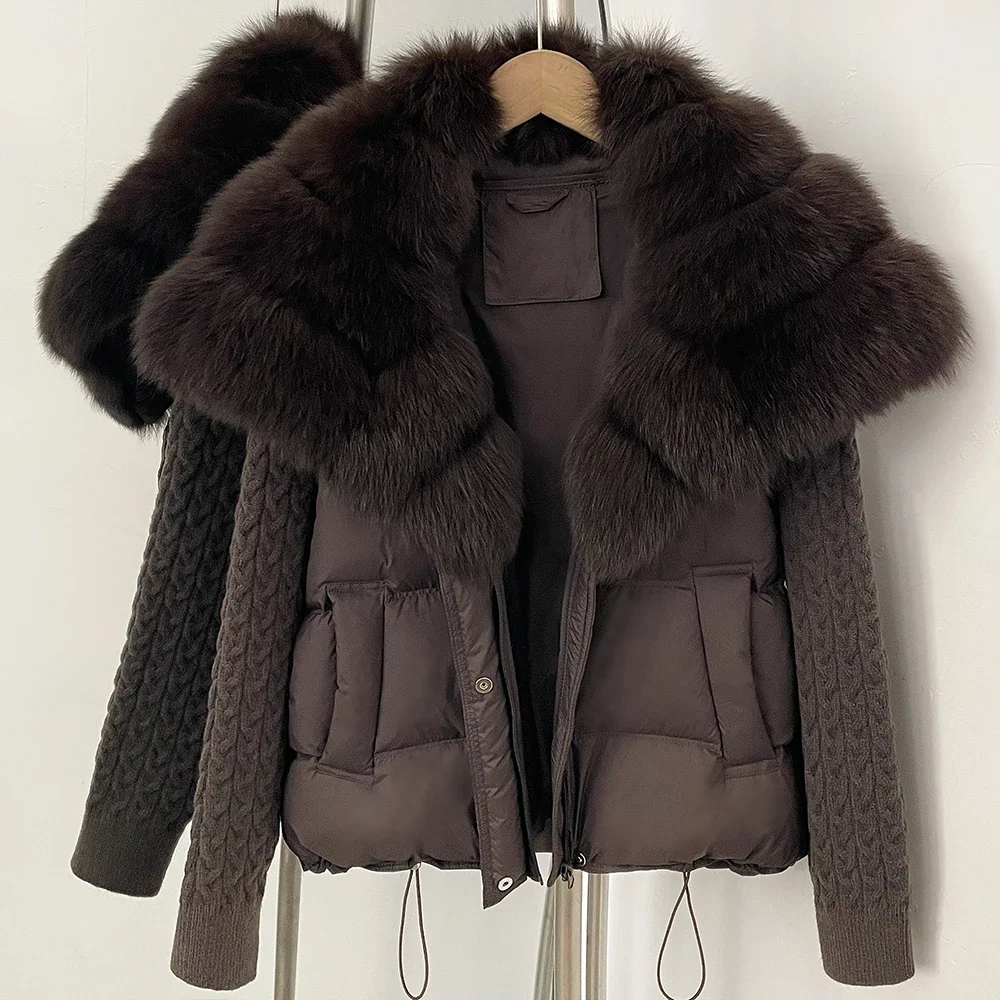 OFTBUY Neue Wintermode Daunenjacke für Damen, Kurze Warme Jacke mit Natürlichem Fell, Echter Fuchspelz-Mantel, Lässige Damenbekleidung – Detail 7