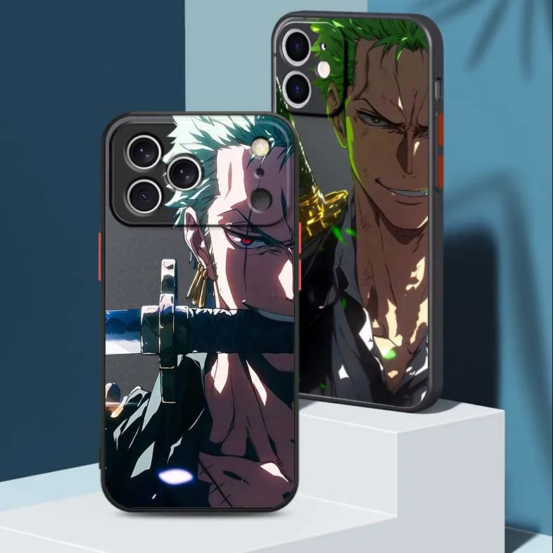 

Love Zoro One Piece Art Phone Case For Apple iPhone 17 Air 16 15 14 13 12 11 XS X Pro Max Plus Frosted Translucent