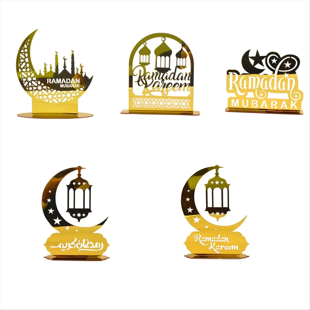 Ramadan Acrylic Ornaments Gold Moon Star Lantern Eid Mubarak Decorations C &LICG