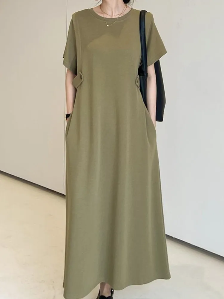 Summer Dress Solid Color Plus Size Korean Clothes Dress Women Elegant Slim New Arrival Womens Clothing Vestidos