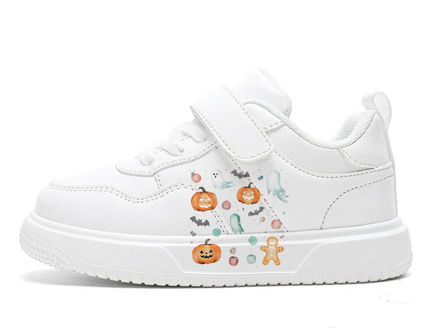 

Trendy Brand of Children's Sports Shoes with Flat Heels and Shallow Openings Featuring Halloween Pumpkin-themed Casual Sneakers